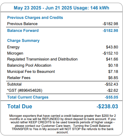 Beaumont area electricity bill before solar